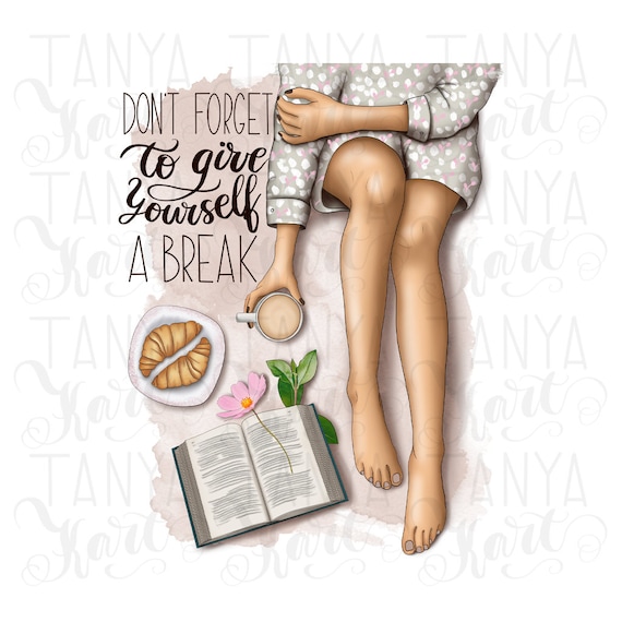 Morning Coffee Fashion Illustration: Woman With Book (Digital Download)