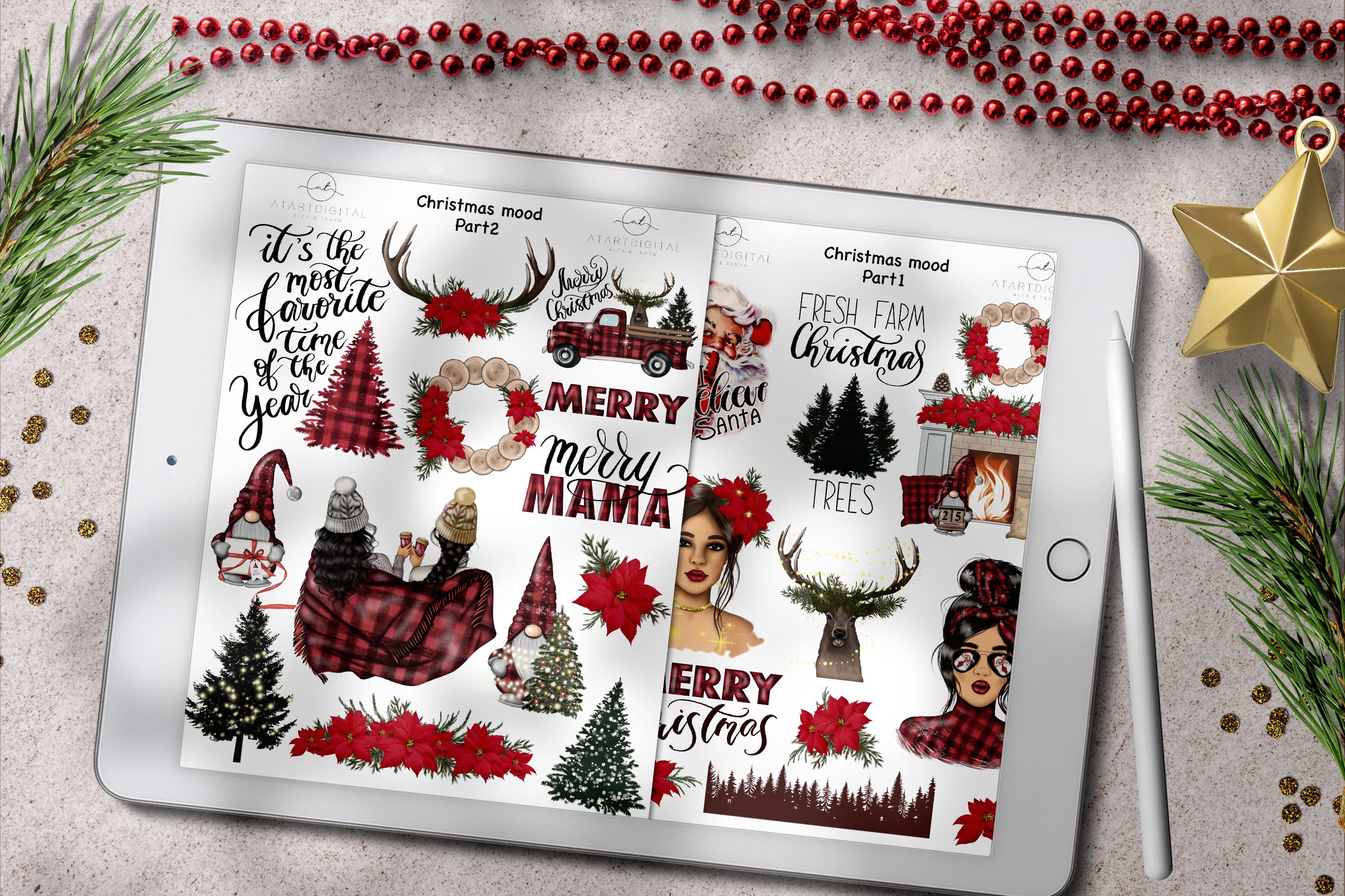 Christmas Goodnotes Santa Goodnotes Winter Stickers Digital Etsy
