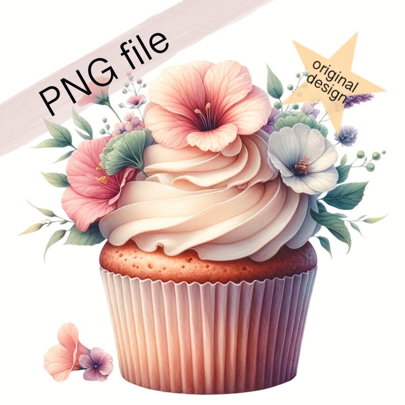 Watercolor Cupcake Png Clipart,digital Instant Download for ...
