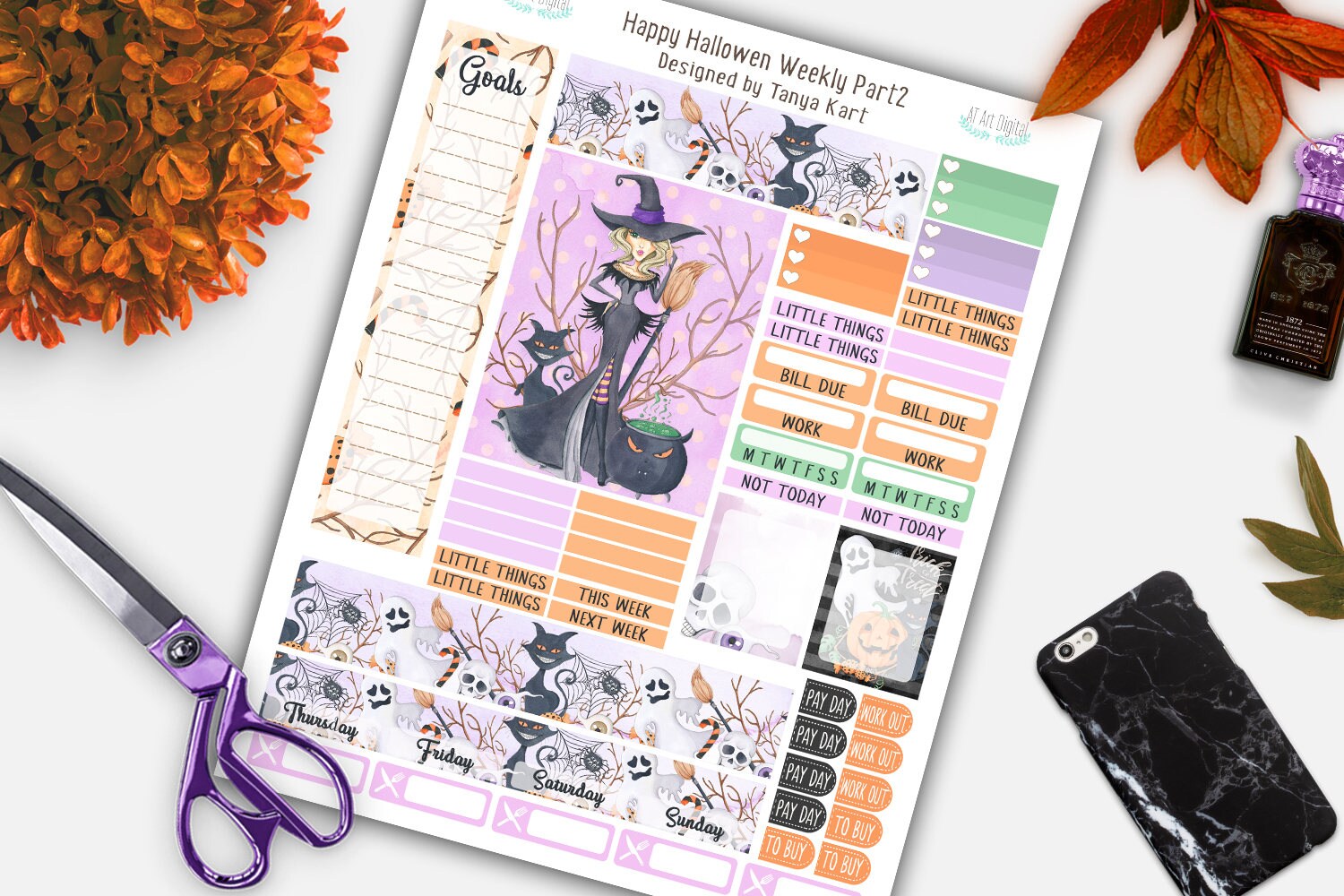 October Stickers October Weekly Kit Printable Planner - Etsy