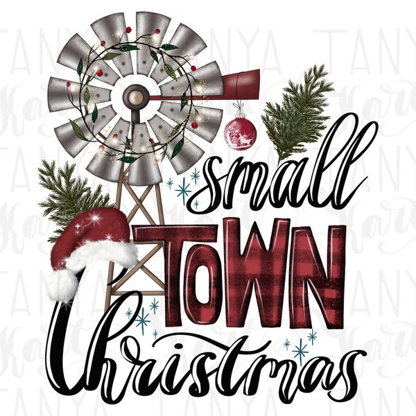 Small Town Christmas, Windmill Png Western Christmas, Buffalo Plaid Merry Xmas Png, Farm Christmas, Merry Christmas Png Sublimation Quote