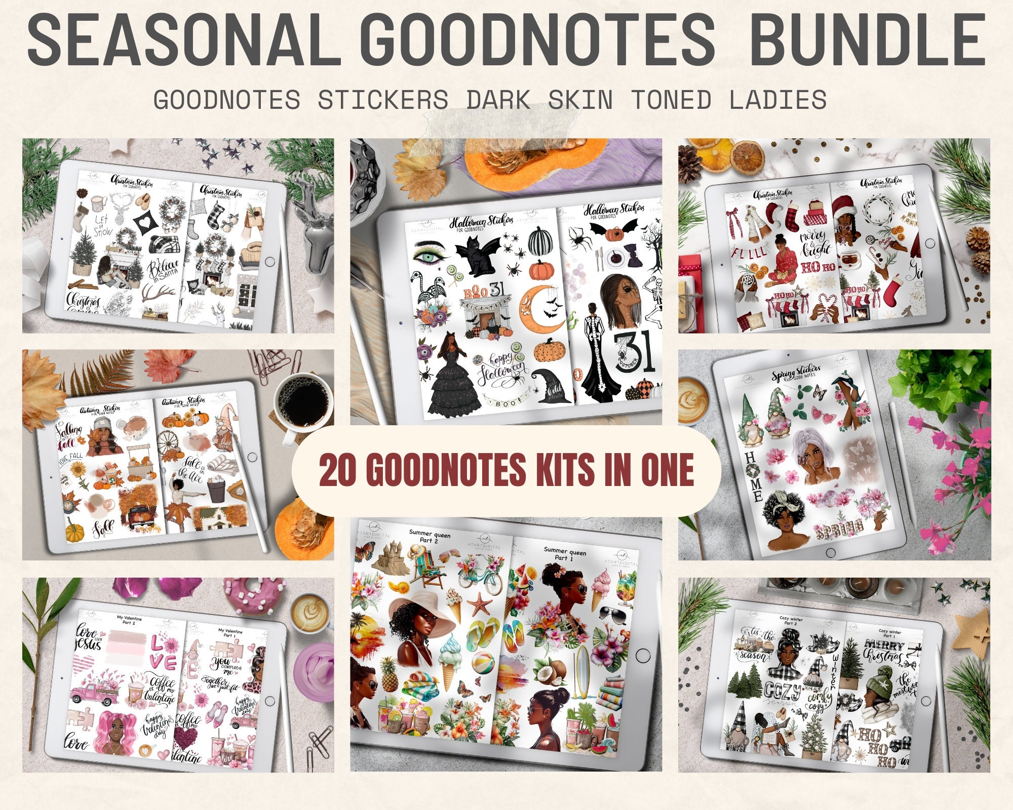 Seasonal Goodnotes, Digital Planner Stickers, Seasonal Planner