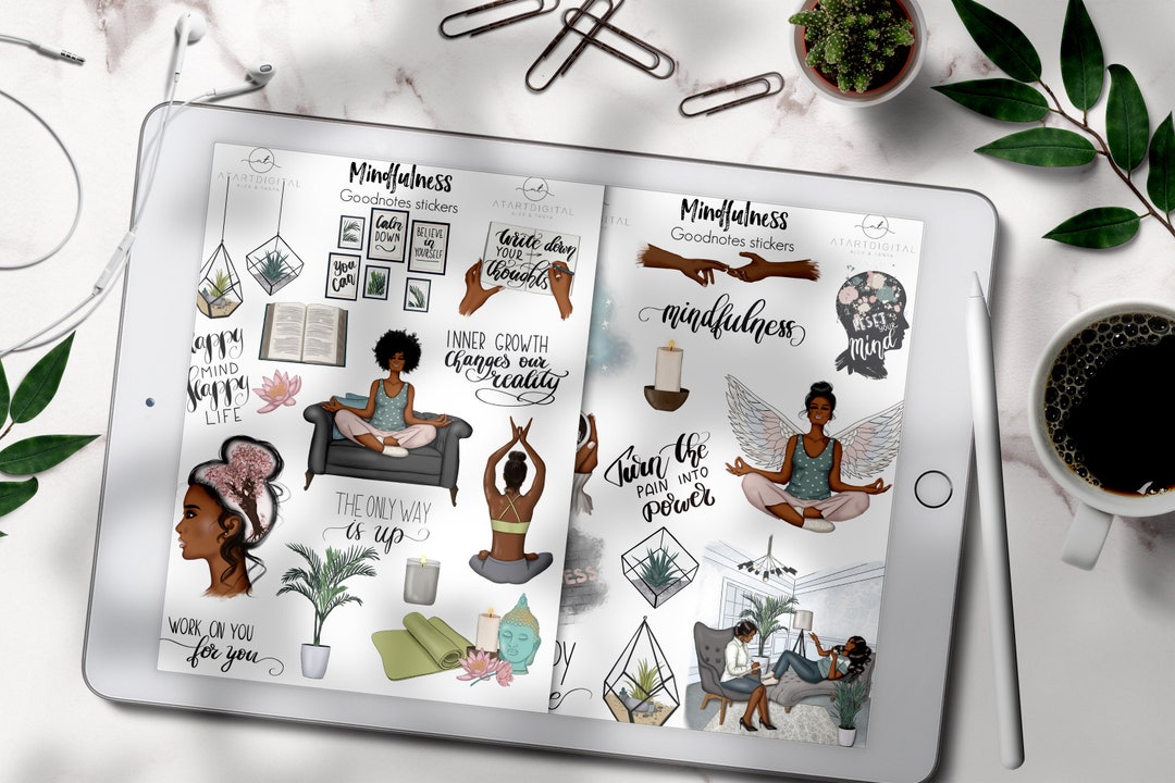 Mental Self Care Digital Stickers for Goodnotes Planner, African ...