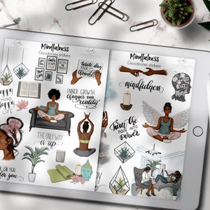 Mental Self Care Digital Stickers for Goodnotes Planner, African ...