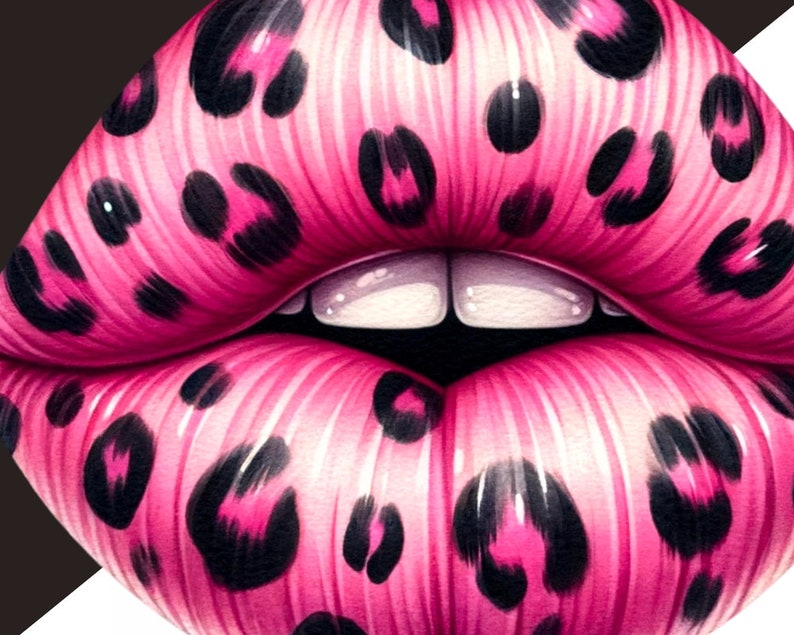 Pink Leopard Lips Png Valentines Day, Digital Download, Sublimation ...