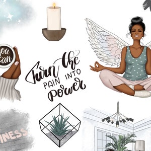 Mental Self Care Digital Stickers for Goodnotes Planner, African ...