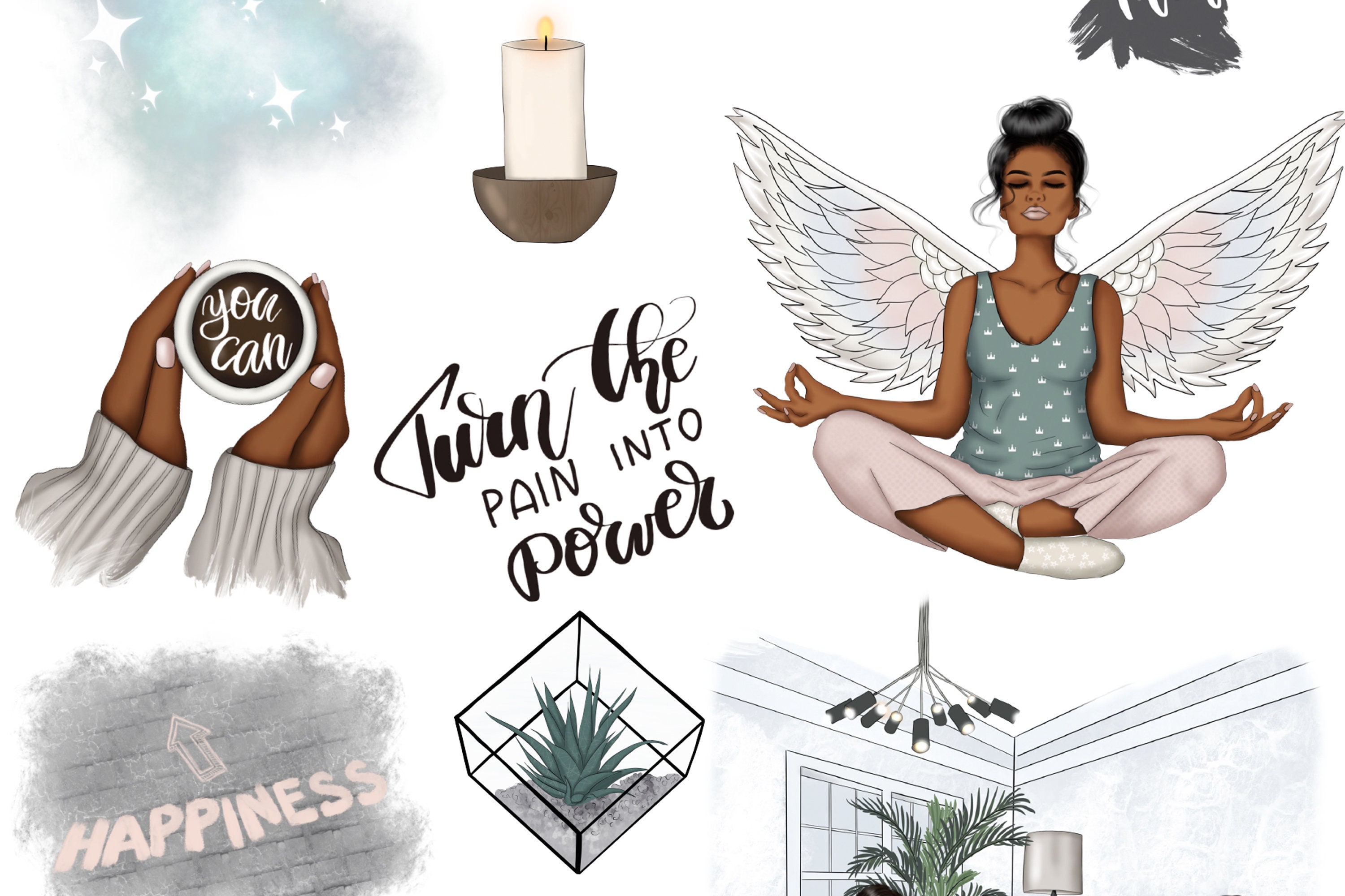 Mental Self Care Digital Stickers for Goodnotes Planner, African ...
