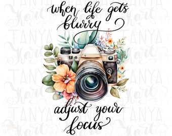 Floral Camera PNG: Vintage Watercolor Design (Instant Download)