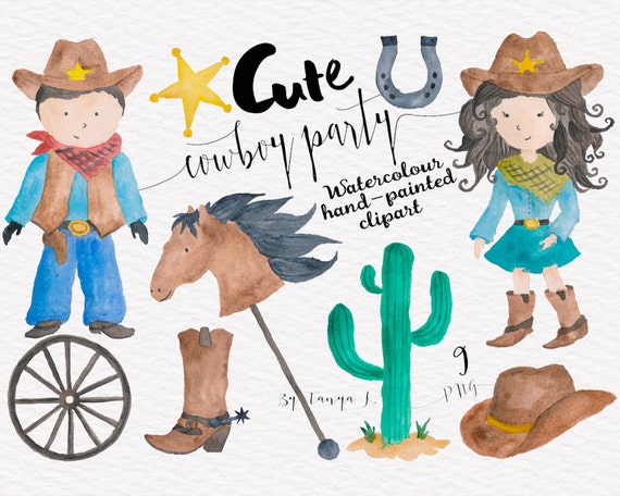 Watercolor Clipart, Cowboy Png Clipart,wild West Clip Art, Cowgirl, Cowboy, Western  Clipart Png, Cowboy Boots, Watercolor Horse,cowboy Party - Etsy Ireland