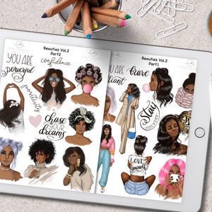 Manifestation Stickers Afro GoodNotes Motivational Stickers, Melanin Stickers, Planner Stickers, Women Stickers, GoodNotes Stickers