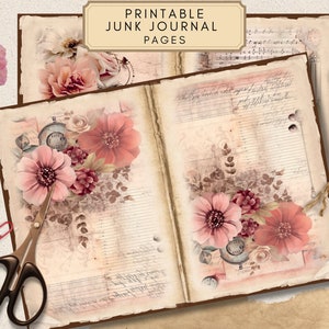 Vintage Ephemera, Floral Junk Journal, Shabby Chic Decor, Digital ...