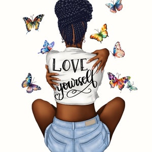Black Girl Self-Love PNG, Melanin Queen, Sublimation Designs, Digital Print, Black Woman PNG, Daily Affirmations, Self-Care Motivational Art