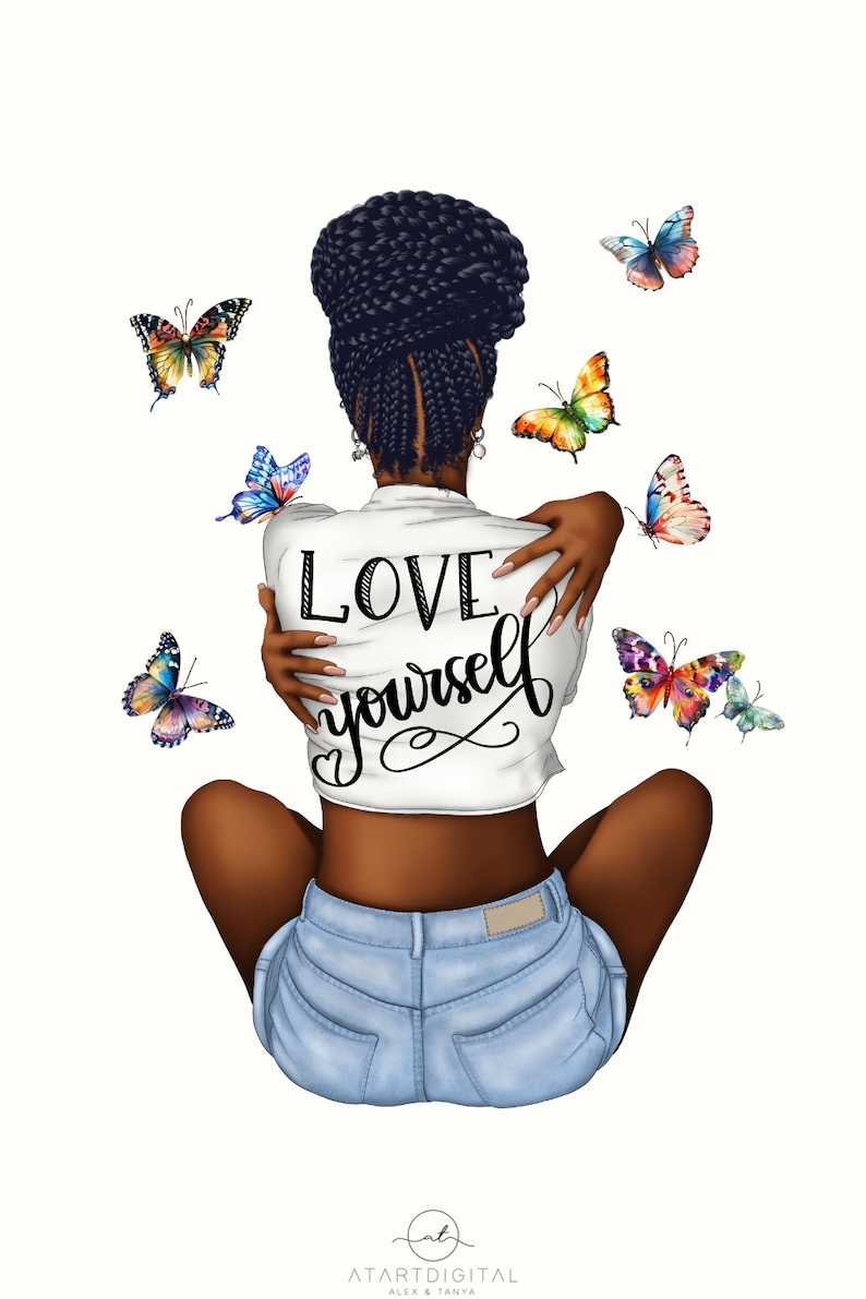 Black Girl Self-Love PNG, Melanin Queen, Sublimation Designs, Digital Print, Black Woman PNG, Daily Affirmations, Self-Care Motivational Art
