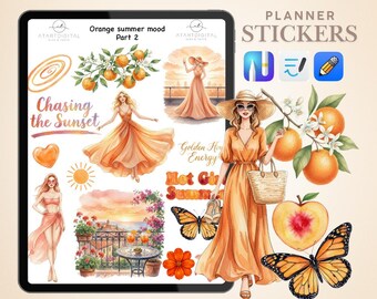 Sommer Orange Sticker | GoodNotes, Notability PNG (Digitaler Download)