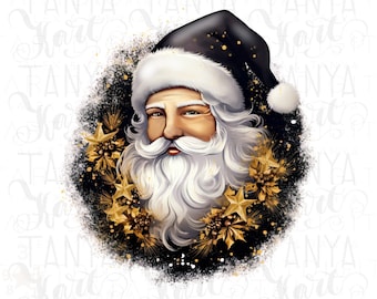 Christmas PNG Designs - Santa Claus Face Sublimation Designs for Holiday Stickers and DIY Christmas Shirts, Happy Holidays PNG