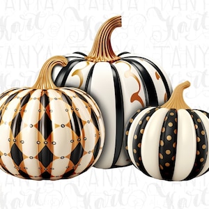 Pumpkin Patch PNG Digital Download for Sublimation, Neutral Black White Pumpkin, Fancy Pumpkin Designs, Thanksgiving Season Digital Prints