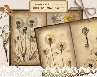 ダージリンページ★写真の60冊 Digital Dandelion Journaling Pages, Vintage Junk Journal
