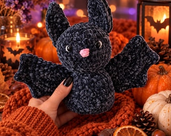 Halloween Bat Crochet Pattern | Plush Amigurumi Bat PDF | Beginner Friendly Spooky Fall Decor | Bat Toy Plushie | Instant Download Craft Kit