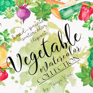 Ensemble de cliparts aquarelle végétalien végétalien, téléchargement numérique Png, illustration graphique de nourriture du jardin pour usage commercial et modèles par sublimation