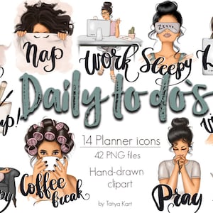Tägliche To Do's, Planerzubehör, digitale Aufkleber, Erin Condren, To Dos Icons, Planer Icons Png, Happy Planner, Planungsaufkleber
