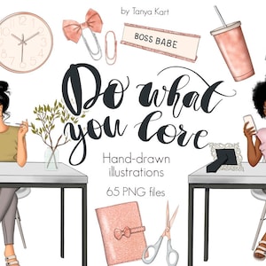 Planner Girl Clipart Png Instant Download,Boss Babe Fashion Illustration, Planner Stickers, Business Woman Office Clipart for Commercial Use