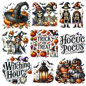 Halloween Design Bundle für Sublimationsdrucke & T-Shirt-Designs, digitale Drucksachen, Print On Demand, PNG-Bilder mit Zitaten