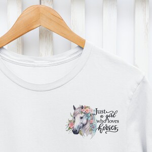 Just A Girl Who Loves Horses Png Sublimation Designs, Horse Quote Png, Graphic Design Printable File, Horse with Flower Digital Shirt Design