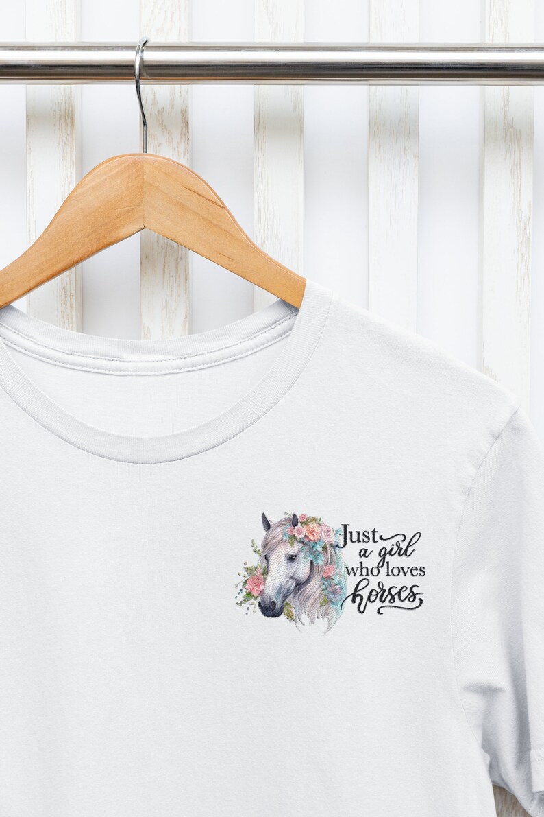 Just A Girl Who Loves Horses Png Sublimation Designs, Horse Quote Png, Graphic Design Printable File, Horse with Flower Digital Shirt Design