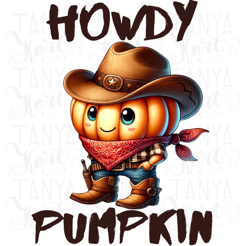 Howdy Pumpkin PNG, Western Digital Designs, Commercial Use, Cowboy Hat
