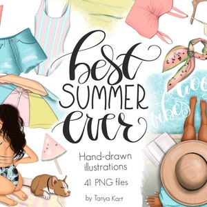 Vacation Clipart, Planner Graphics, Planner Stickers Clipart, Hot Summer Clip Art, Beach Clipart, Clipart Travel, Best Summer Ever