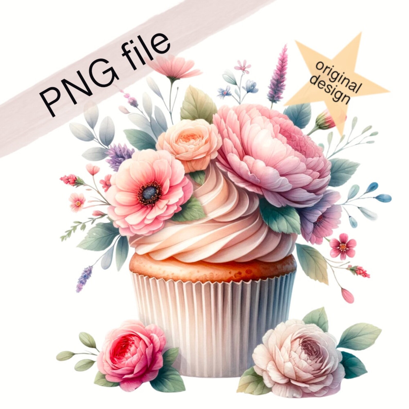 Watercolor Cupcake Png Clipart,digital Instant Download for ...