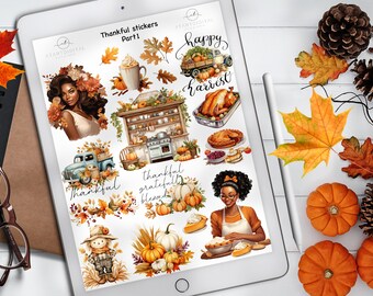 Thanksgiving Planner Stickers: African American Theme, Goodnotes, Notability (Digital Download)