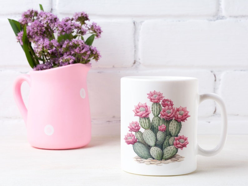 Watercolor Cactus Sublimation Download,Instant PNG Format for Shirts and Crafting Designs,Digital Pink Floral Plant Image for Commercial Use image 4