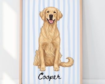 Tierportrait | Personalisierte Hundeportrait | Hunde Name Kunst | Benutzerdefinierte Haustier Geschenk | Druckbare Haustier Illustration | Erinnerungstier-Porträt
