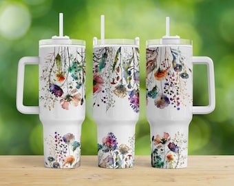 Wildflowers Tumbler, 40oz Quencher Tumbler Wrap, Floral Wrap Tumbler, Wildflower Png Tumbler, Flowers Tumbler, Sublimation Design Download