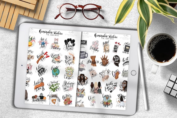 To Do Stickers, Reminders Icons, GoodNNotes Planner, iPad Pro, Holidays Stickers, Goodnotes Planner, Dark Skin Toned, Best Digital Planner