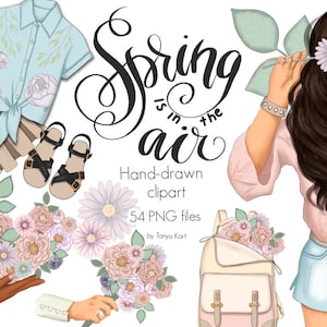 Watercolor Spring Floral Clipart Set - Fashion Flowers Illustration Graphics for Planner Stickers, Junk Journal, and Digital Prints Art