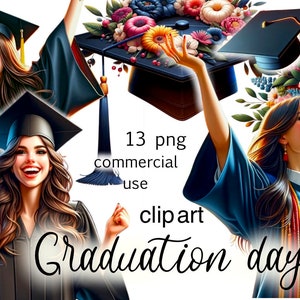 Paquete de imágenes prediseñadas de graduación: imágenes prediseñadas de graduados de la escuela y la universidad: descarga instantánea de imágenes prediseñadas de maestros, imágenes prediseñadas del último día de clases