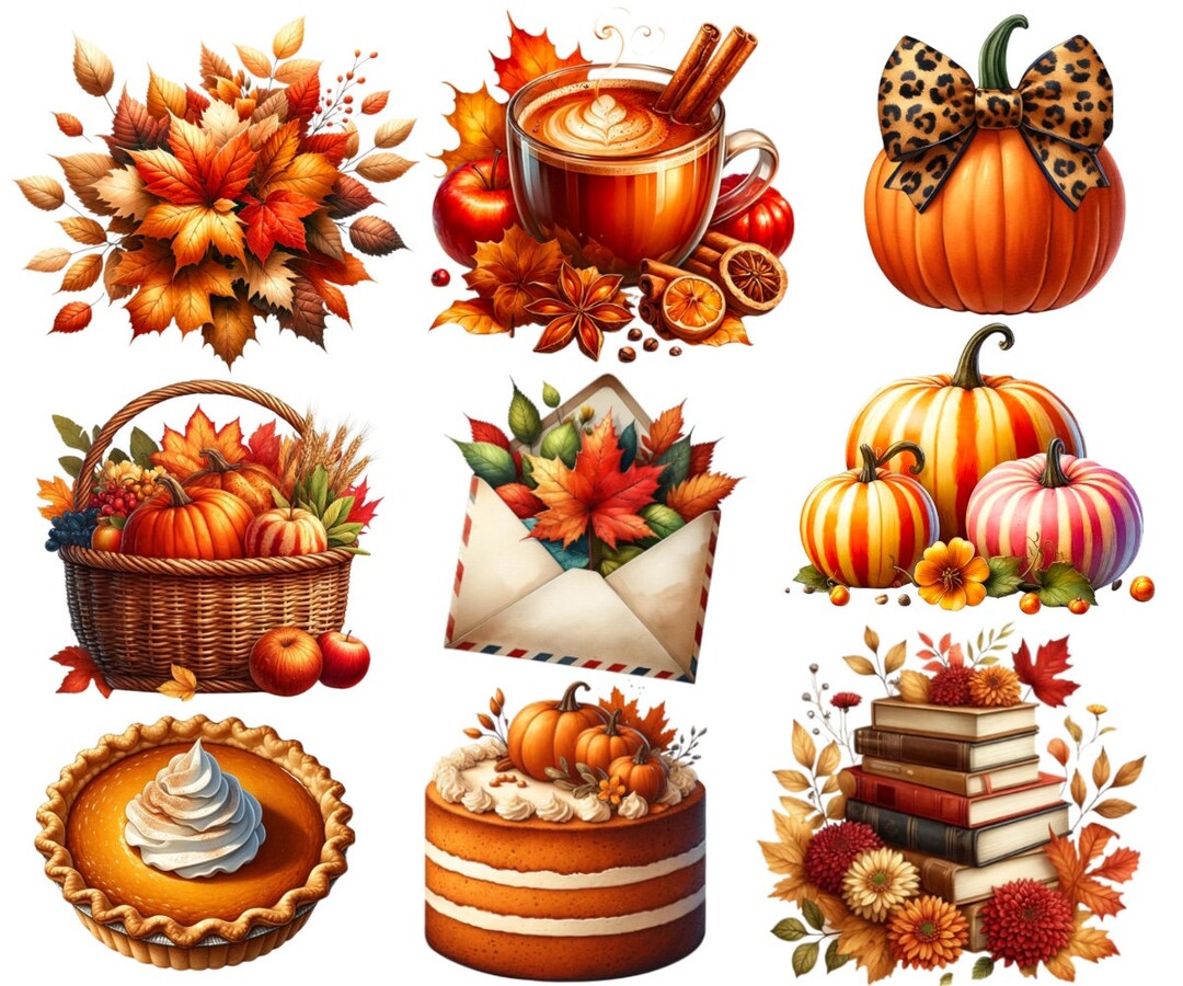 Autumn Mini Bundle: Watercolor Clipart & Scrapbook Images | Digital ...