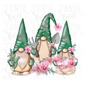 Spring Gnomes, Sublimation Design, Garden Gnome, Sublimation File, Gnome Sublimation, Print T-Shirt, Whimsical Design, Floral Art, Gnome Png