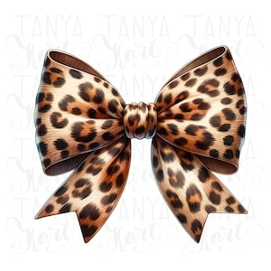 Stampa a sublimazione con fiocco leopardato, file di artigianato fai da te PNG download digitale, disegni PNG di papillon acquerello Coquette, file di artigianato trasparente