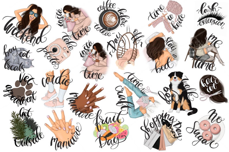 Klistermärkesskapare, DIY-planerare Clipart och utskrivbara klistermärken för Planner Girls, Plannertillbehör, Klistermärkesillustrationer, Funktionella klistermärken bild 2