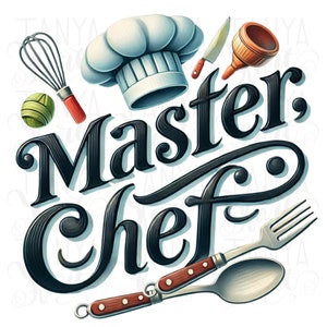Master Chef PNG, citation cuisine originale & création de logo, chemise de chef drôle, sublimation PNG, fabrication de cartes, impression numérique, création artisanale
