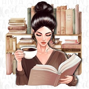 Bookish Lady Png, Lesemädchen Png, Sublimationspng-Datei, Mädchen, das Bücher liebt, Bookish Digital, Lesepng Bild, Buchleser-Png