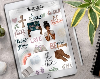 Christian Digital Stickers for Goodnotes 5 Planner, Bible Study Stickers African American Icons, Goodnotes Stickers, Faith Prayer Stickers