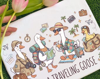 Traveling Goose PNG | Vacation Sublimation Design | Retro Travel Clipart | Just a Traveling Goose DTG | Adventure Squad Digital Download