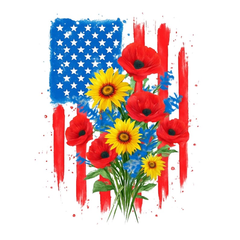4th of July PNG Bundle: Patriotic Floral Designs (digital Download) - Etsy