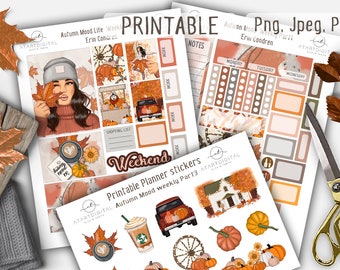 Erin Condren Stickers, Autumn Stickers, Weekly Kit, Printable Stickers, Fall Stickers, Fall Planner Stickers, Printable Planner Stickers