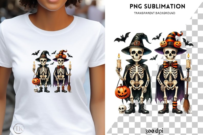 Halloween Design Bundle for Sublimation Prints & T-Shirt Designs, Digital Printables, Print On Demand, PNG Images with Quotes