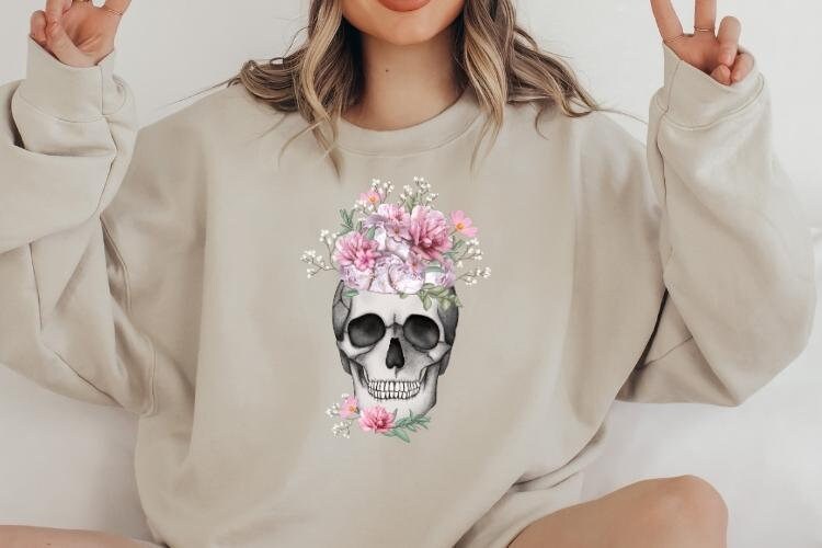 Skulls and Flowers Sublimation Designs Floral Skulls - Etsy